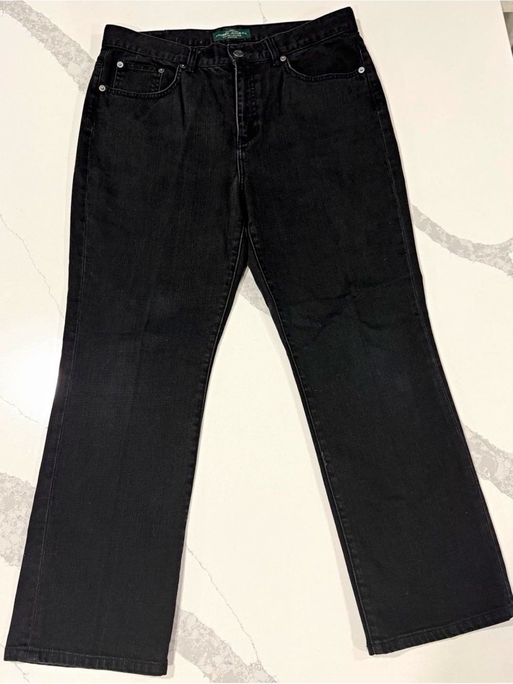 Lauren Jeans Co. Ralph Lauren Petite Straight Black Stretch 5-Pocket Jeans 12P